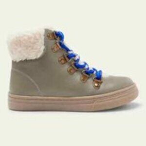 Mini Boden kids girls boots grey green sherpa 36